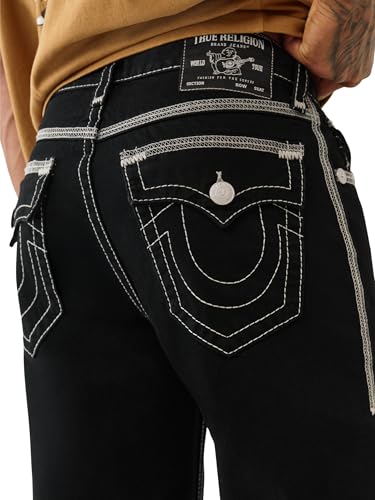 True Religion Men's Super Flatlock Vinny Flap Jeans – Slim Straight Fit Stretch Denim with Bold Stitch & Flap Pockets4
