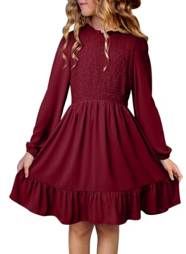 casual dresses for 11 year olds blibean Girls Fall Long Sleeve Ruffled Size 6-15 Years Old Girl dress Size:46 Short & any size pants (add Size in payment comment section) PLP Visible Jovani 09943 Navy Embroidered