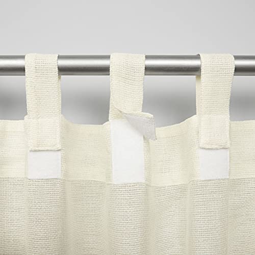 Exclusive Home Miami Semi-Sheer Indoor/Outdoor Hook-And-Loop Tab Top Curtain Panel Pair, 54"X84", Ivory #TOP3