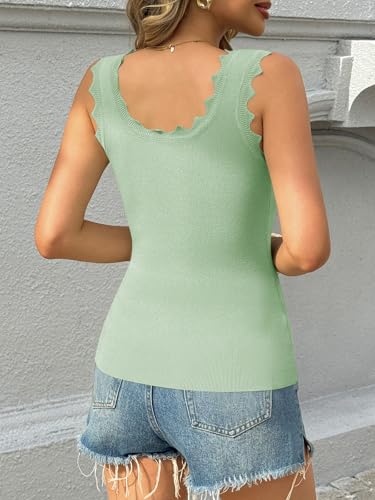 Image of Saodimallsu Womens Ribbed Knit Tank Top Summer Sleeveless Square Neck Casual Basic Slimming Sweater Vest Tops