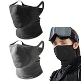 Rayakt 2PCS Scarf Mask with Ear Loops, Windproof Neck Gaiter, Breathable Face Mask Balaclava for Hiking Skiing Cycling Outdoor Motorcycle Cycle Ski Activities(Black & Gray) - Image 1
