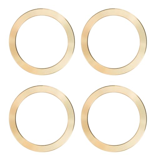 PATIKIL Universal CD Stripe Magnetic Adapter Ring, 4 Pcs Ultra-Thin Sticker Ring Adhesive Nickel-Iron Alloy for Phone Cases Holder Wireless Charging Car Mount Kit, Gold Tone