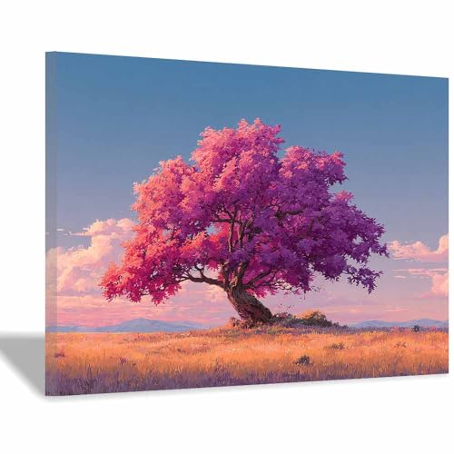 Impression sur toile Arbre de vie ZAMAEIU violette 20x30 cm encadrée pour décoration murale salon