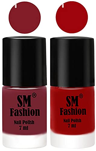 Image of Long Lasting Nail Polish | Nail Paint Combo 7 ml Each) - Set of 2 Lip-Light Red