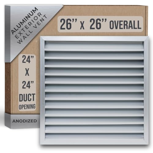 Fits 24x24 Wall Opening Anodized Aluminum Exterior Wall Vent by Handua | Gable Shed for Crawlspace, Outdoor, Doors, Attic | Weatherproof, Rain&Rust Proof, Water Resistant Grille Overall: 26"W X 26"H