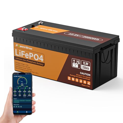 12V 200Ah Self-Heating LiFePO4 Lithium Battery with Smart APP, 4000+Cycle LiFePO4 Battery, Built-in...