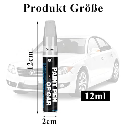 Canollo Lackstift Silber Auto, Auto Lackstift Silber für Kratzer, Autos Kratzer Reparatur Stift, Mit Pinselkopf und Spitze, für Kratzerreparaturen der Meisten Autos, Anhänge, Motorräder, Transporter