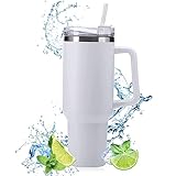 Taza de Café con Tapa Para Coche,Vasos Termicos Cafe Para Llevar con Asa,Taza con Pajita Y Asa,...