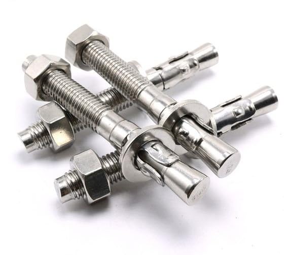 Wedge Type Fully Threaded Design Expansion Zinc Plated Anchor Bolts Pack of 10 Pcs Fasteners through Bar (10mmX75mm)