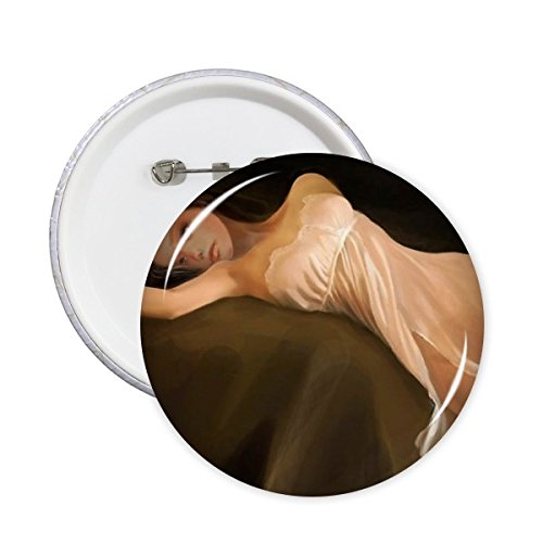 Broches rondes peinture à l'huile fille robe rose idée cadeau esthétique pour amoureuse d'art