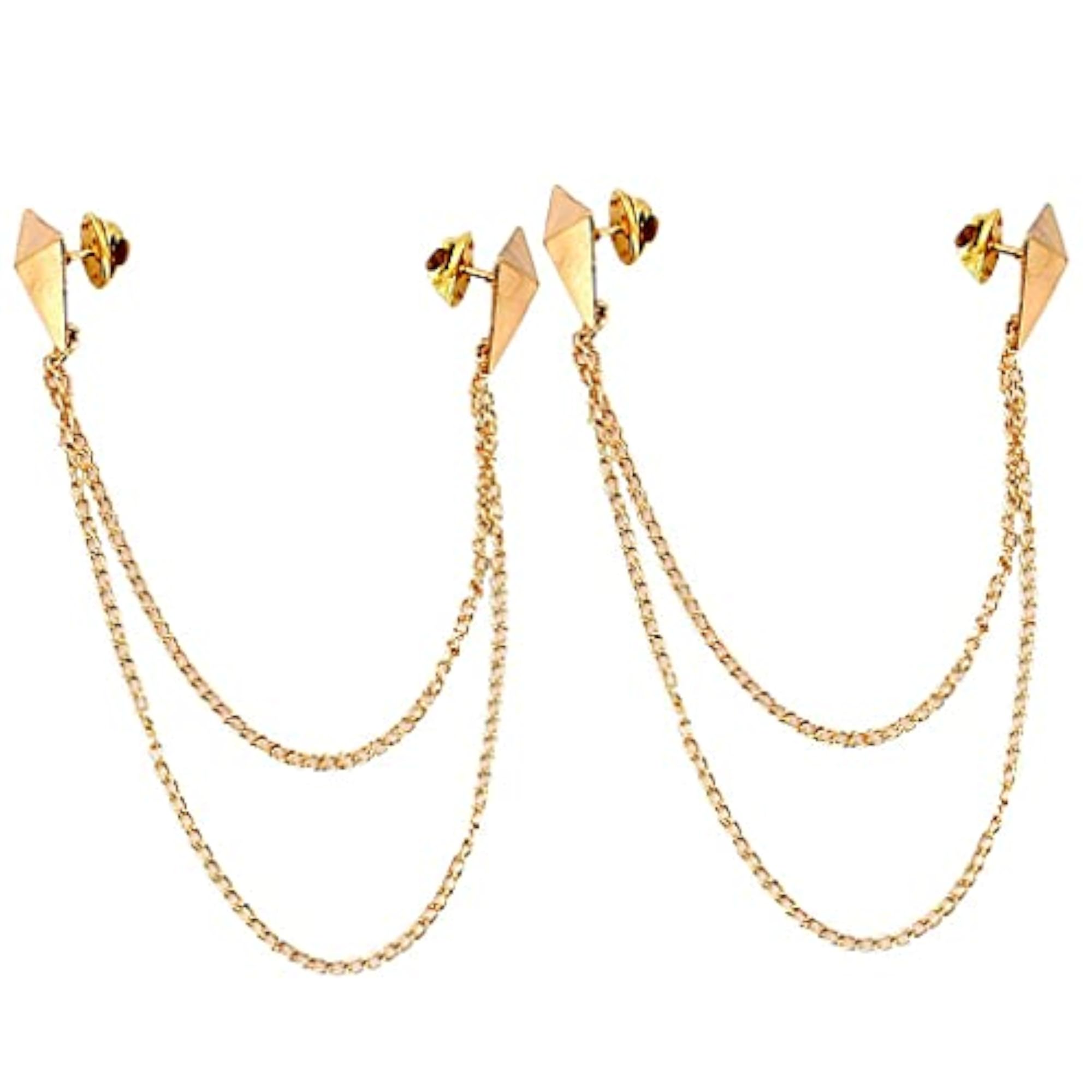 2Pcs Triangle Punk Brooch Collar Chain Necklace Set