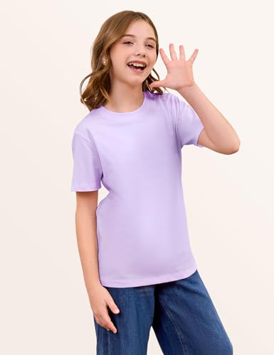 Gihuo Girls Cotton T-Shirts 5 Pack Short Sleeve Tees Soft Summer Tops for Kids 5-14 Years4