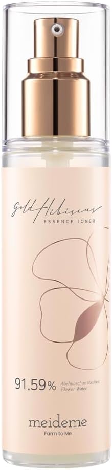 Gold Hibiscus Essence Toner (100 ml) - Korean Hydrating Toner, 91.59% Hibiscus Flower Water, Essence Toner Hybrid, Mild Acidic pH 4.5, Lightweight Hydration