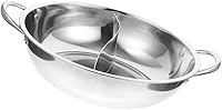 Vista 1 de BESTonZON Stainless Steel Shabu Pot Chinese Hot Pot with Lid Dual Sided Yang Hot Pot Pot with Divider Dual Sided Stockpots Induction Cooktop Gas
