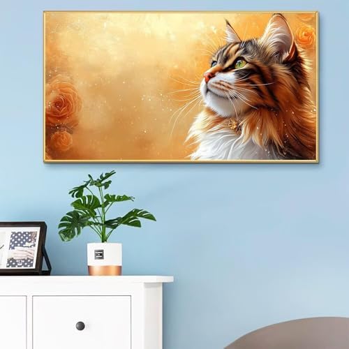 Diamond painting chat broderie diamant 5D DIY peinture strass 40x80 - 3