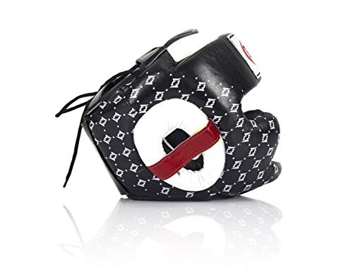 Fairtex Headgear Head Guard Super Sparring Diagonal Vision For Muay Thai, Boxing, Kickboxing (Hg10 Black Lace-Up, Medium) #TOP3