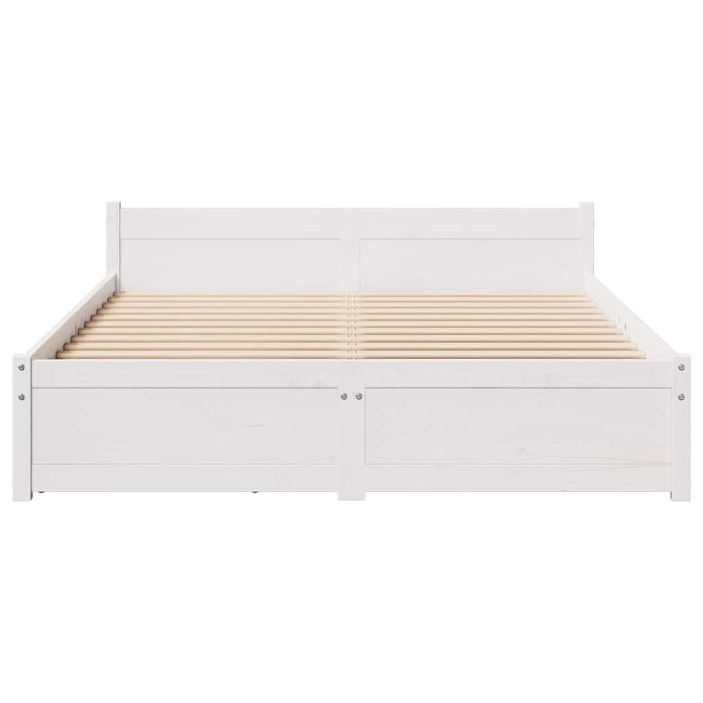 vidaXL Massivholzbett ohne Matratze Weiß 140x200 cm Kiefernholz