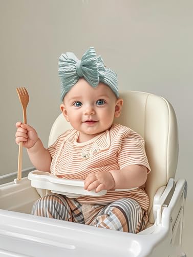 Baby Nylon Headbands Soft Hair Bow Elastics Hairbands Accessories for Baby Girls Newborn Infant Toddler Kids (Blue)4