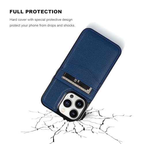 Image of KIHUWEY Compatible with iPhone 13 Pro Case Wallet with Credit Card Holder, Premium Leather Magnetic Clasp Kickstand Heavy Duty Protective Cover for iPhone 13 Pro 6.1 Inch (Lichee Blue)