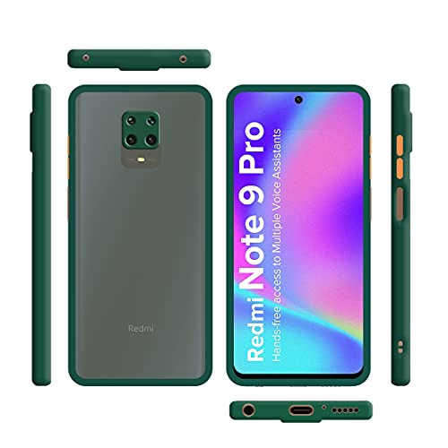 Image of Matte Finish Shockproof Hard Back and Side Soft Smoke Back Case Cover for Mi Redmi Note 9 Pro /Redmi Note 9 Pro Max /Poco M2 Pro - Green