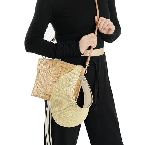Visera de paja para mujer para sol y playa miniatura 5