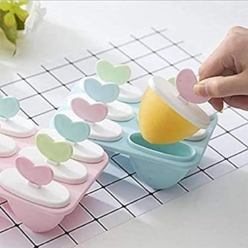 Image of GRANTH ENTERPRISE Ice Pop Makers Popsicle Ice Cream Moulds Tray Kulfi Candy Ice Lolly Mold for Children (Heart Candy) Plastic, 15 x 11 x 10 Centimeters