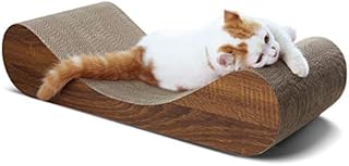 ScratchMe Bone Cat Scratcher Cardboard Lounge Bed, Cat Scratching Post, Durable Board Pads prevents Furniture Damage, Brown, 23.62x9.45x5.51 Inch (Pack of 1), with Bell Ball Toy, 2in1