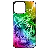 Cover in silicone Apple per iPhone 16 Pro Max Tigre Disegno Arco in Cielo Multicolore Eclair alluminio felin Design Case Animal 256 GB Nero Fauva