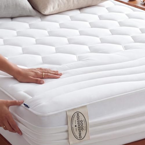 Image of Bedsure King Mattress Pad, Mattress Topper with 8-21 Inches Deep Pocket