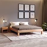 Naturfarbenes, geöltes und modernes Massivholzbett. Bett Jana kann als Jugendbett oder Ehebett verwendet werden. Buchebett ist mit natürlicher Maserung - elegant und stark. Holzbett ist FSC 100% zertifiziert;