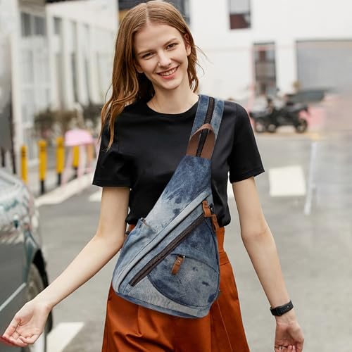 Image of KL928 Canvas Sling Bag - Small Crossbody Backpack Shoulder Casual Daypack Rucksack for Men Women