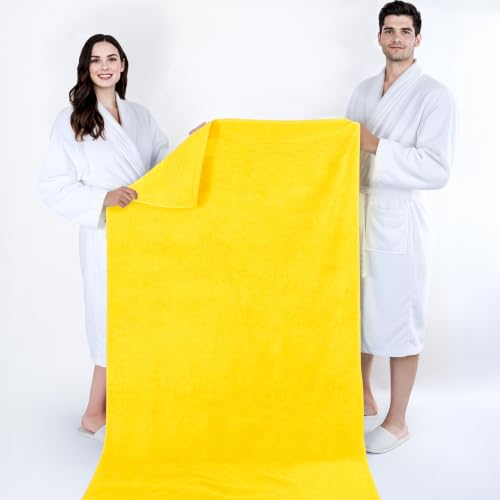 Image of Cotton Paradise 100% Cotton Turkish Towel Set, Soft Absorbent Quick Dry, 2 Piece 35x70 Bath Sheet Set, Yellow