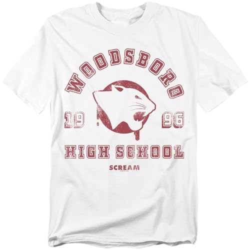 Popfunk Scream Woodsboro High School Unisex Adult T Shirt, White, Large