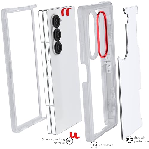 Image of Ghostek Covert Clear Galaxy Z Fold 6 Case with Built-in Kickstand and Full Hinge Protection Shockproof Protective Phone Cover Designed for 2024 Samsung Galaxy Z Fold6 (7.6 inch) (Clear)