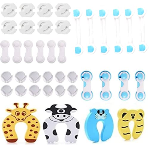 40 Pcs Kit Seguridad Bebe Cerraduras De Seguridad Protector De Esquinas Niños Tope Puerta 16 Bebé Seguridad Bloqueo 12 Protector De Seguridad Para Niños 8 Protector Enchufes 4 Protectores Puertas Bebe Cover