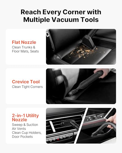 Image of VEVOR Dry Vacuum Cleaner, 2.6 Gallon 2.5 Peak HP Portable Shop Vac with 800W Input Power, Various Nozzles, 1.25in Diameter x 4ft Hose, 9.2ft Cord for Home, Garage, Jobsite, Workshop, Black Orange