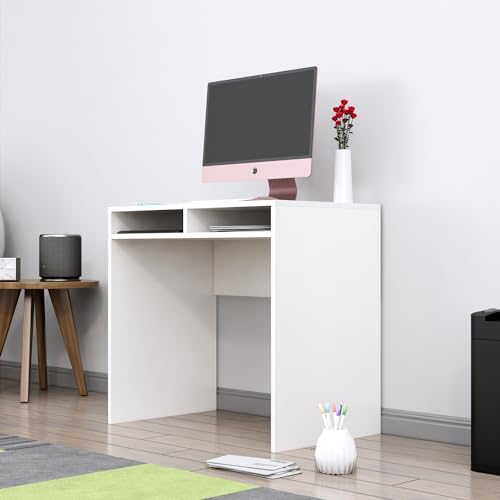 Image of Bniture Wooden Study Table for Home | Engineered Wood Laptop Study Table | Multi Purpose Office Desk for Laptop, Computer, Writing | Table for Study | Workstation Home & Office | Frosty White