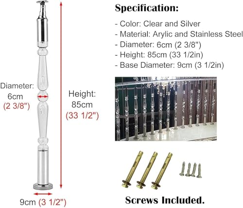 Tiges de balustrade robustes en acrylique transparent avec fixations incluses - 7