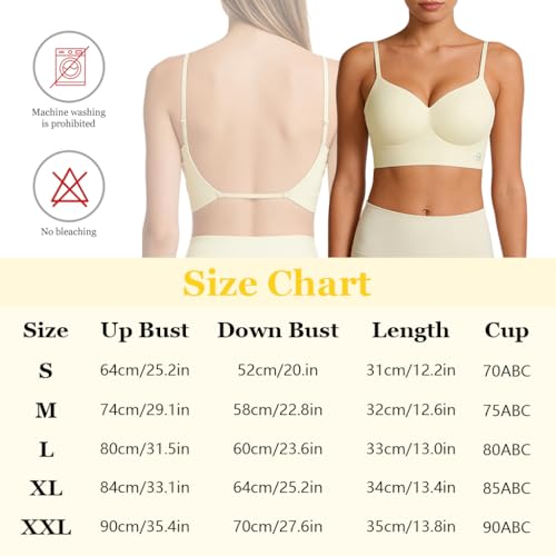 Image of SANNIDHI Low Back Bra for Women Wirefree Seamless Backless V Neck Bra with Padded Removeable