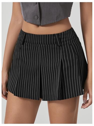 Milumia Women's Striped Low Waisted Pleated Mini Skirt Y2k Trendy Short Skater Skirts4