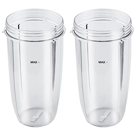 Yur1help Juicer Cups Compatible with NutriBullet 600W/ 900W Blender, 32oz Clear Mugs Replacement Parts Accessories for Mixer (2 Pack) Cover
