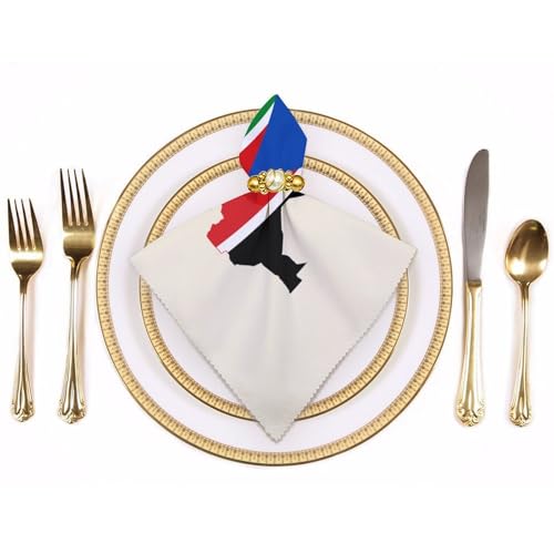 Servilletas de tela reutilizables de 50x50 cm con mapa de Sudán para cocina 4