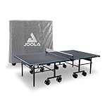 JOOLA Tavolo da ping pong per esterni, in alluminio, resistente alle intemperie, con copertura per tavolo, struttura pieghevole, montaggio rapido, con rete inclusa, colore: grigio/blu, 274 x 152,5 x