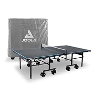 JOOLA Tischtennisplatte Outdoor Aluminium PRO Wetterfest mit Tisch Abdeckung, Klappbares Untergestell - Schneller Aufbau - inkl. Netz grau/blau 274 x 152,5 x 76 cm