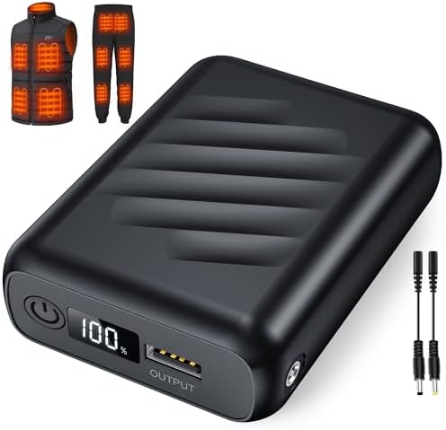 Heated Vest Battery Pack 7.4V 20000mAh Compatible with ORORO, for Venustas, Battery Pack for Heated Vest with LED, Rechargeable Power Bank for Weamest, for XINSONYUELL, for TODWARM, for Vestego