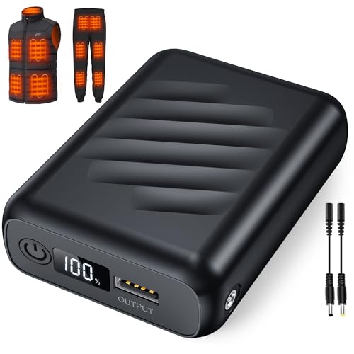 Powerbank für Heizweste 7,4V 20000mAh, Wiederaufladbarer Powerbank Heizweste mit LED Display für Heizjacken und Hoodies Herren Damen, Tragbare Heizwesten Akku mit DC/USB-A/USB-C Anschluss