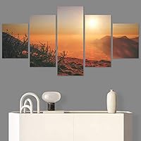 SIGNWIN 5 Panel Canvas Wall Art Sunset in The Mountains for Home Decorations Ready to Hang - 60