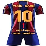 JOSKAA Men Kids Customizable BAR Soccer Custom 2024-25 Jersey Personalize Name Number Shirt Shorts give Gifts to Fans Uniform (2021navy/red)