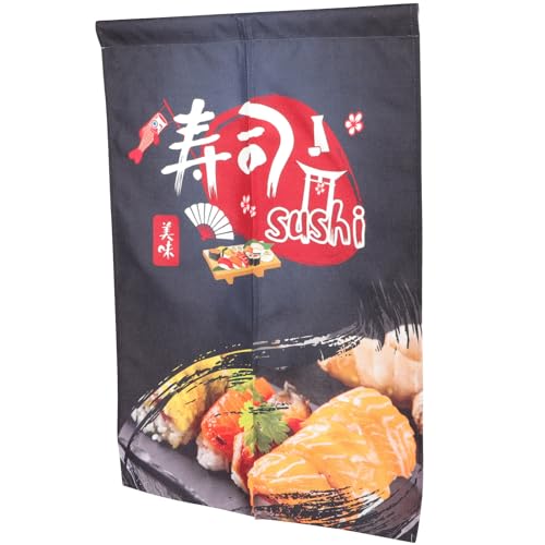 TIDTALEO Cortina de Puerta Japonesa Noren de Plástico Resistente 65x90 Cm, Cortina Decorativa para Restaurante de Sushi y Hogar, Panel Divisorio Creativo para Cocina y Pasillo