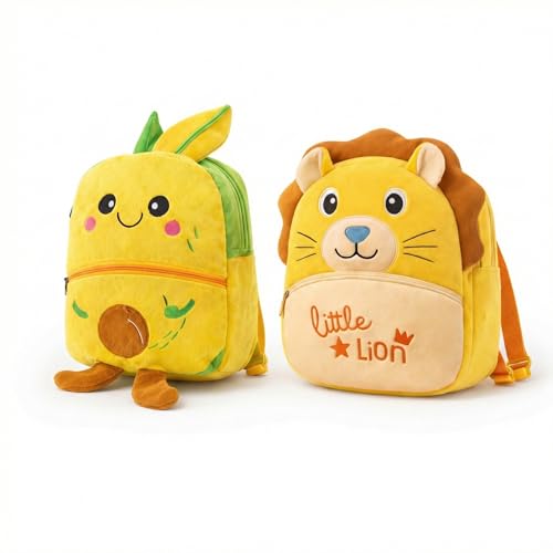 Image of Cartoon Plush Kids School Bag 2-6 Years | Soft Toy Backpack for Boys & Girls | Toddler Nursery Preschool Bag | Lightweight Adjustable Straps